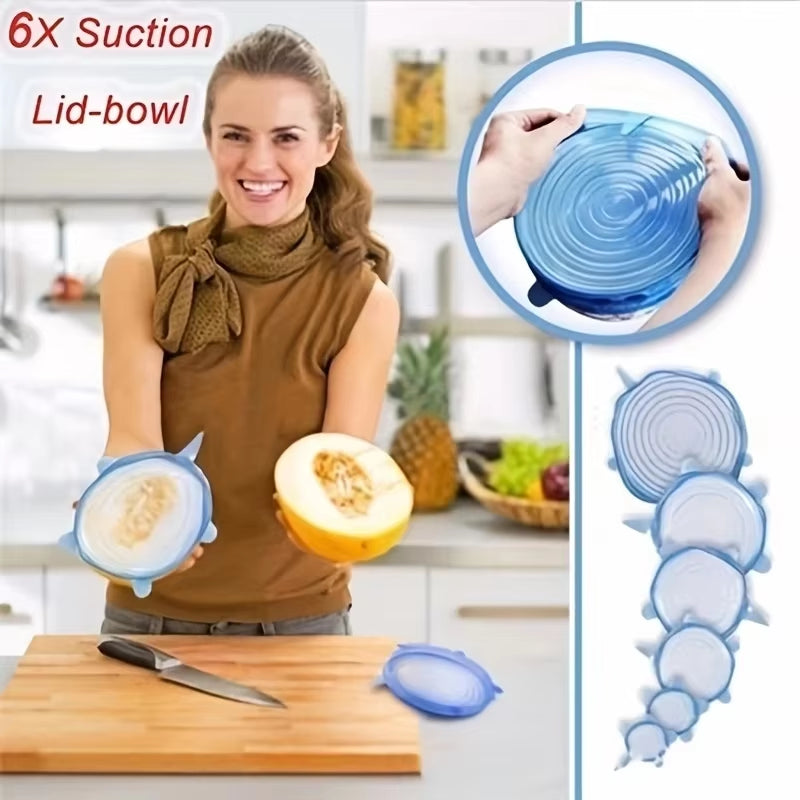 Silicone Fresh-Keeping Lid Multifunctional Bowl Lid Silicone Lid 6-Piece Set Plastic Wrap