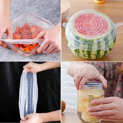 Silicone Stretch Lids Food Silicone Cover Cap Reusable Food Wrap Covers Pot Lid Silicone Lid Cover Cooking Food Fresh Bowl Cover