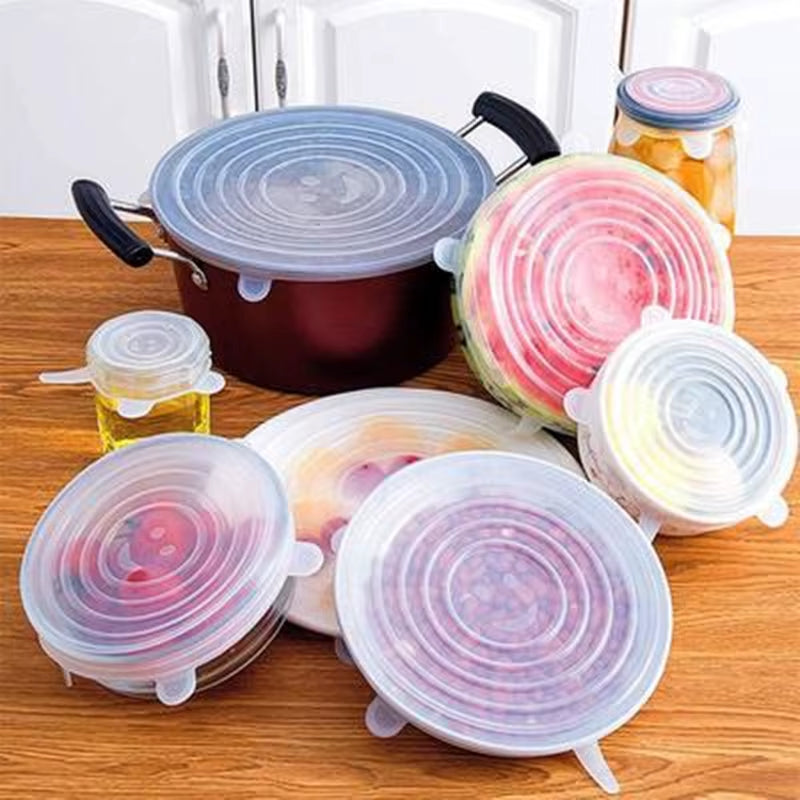 Silicone Stretch Lids Food Silicone Cover Cap Reusable Food Wrap Covers Pot Lid Silicone Lid Cover Cooking Food Fresh Bowl Cover